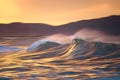 Photo of a big wave breaking at sunset Royalty Free Stock Photo