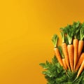 A photo of a bio carrots upper view, vegan diet, vegetarian healthy food
