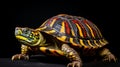 Vibrant Eastern Box Turtle On Black Background Royalty Free Stock Photo