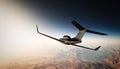 Photo of Black Matte Luxury Generic Design Private Jet Flying in Sky under the Earth Surface. Grand Canyon Background