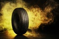 Photo of black smoked burning tire