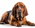 photo of bloodhound isolated on white background. Generative AI