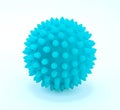Photo of blue ball with spikes for training isolated on white background Royalty Free Stock Photo
