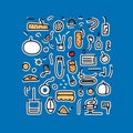 Minimalistic Food Icons In Keith Haring Style Royalty Free Stock Photo