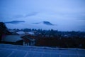 blue foogy morning in lembang bandung, looks mountains