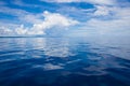 Photo of Blue Sea and Tropical Sky Clouds. Seascape. Sun over Water,Sunset. Horizontal. Nobody Picture. Ocean Background Royalty Free Stock Photo