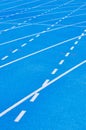 Photo of blue stadium tracks