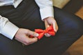 Photo of a blue suit with white shirt and red tie Royalty Free Stock Photo