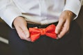 Photo of a blue suit with white shirt and red tie Royalty Free Stock Photo