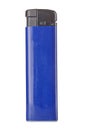 Photo of a blue used lighter isolated on white background Close up Royalty Free Stock Photo