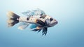 Realistic Hyper-detailed Fishing Fish Artwork On Blue Background