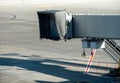 Photo of boarding gate corridor or tunnel in modern airport waiting for passengers and airplane Royalty Free Stock Photo