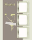 Photo books template collage vintage background in grunge style. Camomile herbal.