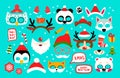 Photo booth props for Christmas kids party Royalty Free Stock Photo