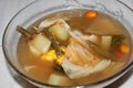 Photo of a bowl of vegetable soup ready to eat Royalty Free Stock Photo