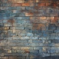 Distressed Brick Wall With Subtle Blue Color And Gold Accent