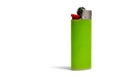 Photo of a bright green traditional cigarette lighte. Royalty Free Stock Photo
