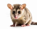 photo of brown four-eyed opossum isolated on white background. Generative AI Royalty Free Stock Photo