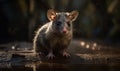 Photo of brown four-eyed opossum a small arboreal marsupial on blurry bokeh green forest backdrop. Generative AI Royalty Free Stock Photo