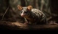 Photo of brown four-eyed opossum a small arboreal marsupial on a tree branch. Generative AI Royalty Free Stock Photo