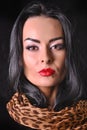 Portrait of a model with black hair and beautiful make-up