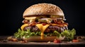 Delicious Bacon Cheeseburger: A Mouthwatering Feast In Stunning Uhd Royalty Free Stock Photo