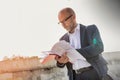 Portrait of businessman reading documents Royalty Free Stock Photo