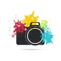 Photo camera. Grunge vector illustration