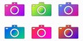 Photo camera bright purple,blue,pink,green gradient app icon - Vector set Royalty Free Stock Photo