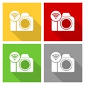 Photo camera, communication, wifi icon set, flat design vector illustration in eps 10 for webdesign and mobile applications in Royalty Free Stock Photo