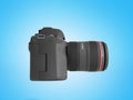 Photo camera 3d render on blue background Royalty Free Stock Photo
