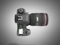 Photo camera 3d render on grey background Royalty Free Stock Photo