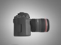 Photo camera 3d render on grey background Royalty Free Stock Photo