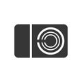 Photo camera glyph single isolated vector icon