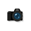 Photo camera icon color with large lens with shadow. Vector EPS10 Royalty Free Stock Photo