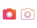 Photo camera icon in colorful rainbow design. Isolated simple photographic symbol in gradient style. Insta cameras icons