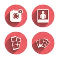 Photo camera icon. Flash light and selfie frame