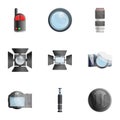 Photo camera icon set, cartoon style Royalty Free Stock Photo