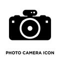 Photo camera icon vector isolated on white background, logo concept of Photo camera sign on transparent background, black filled Royalty Free Stock Photo