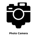 Photo Camera icon vector isolated on white background, logo concept of Photo Camera sign on transparent background, black filled Royalty Free Stock Photo