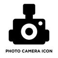 Photo camera icon vector isolated on white background, logo concept of Photo camera sign on transparent background, black filled Royalty Free Stock Photo
