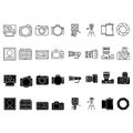 Photo camera icon vector set. Photography studio illustration sign collection. film symbol. Royalty Free Stock Photo