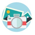 Photo camera illustration in flat color design Royalty Free Stock Photo