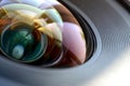 Photo Camera lens close up macro view. Concept of photographer or camera man job Royalty Free Stock Photo