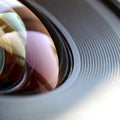 Photo Camera lens close up macro view. Concept of photographer or camera man job Royalty Free Stock Photo