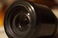 Photo camera lens closeup. Royalty Free Stock Photo