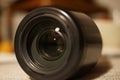 Photo camera lens closeup. Royalty Free Stock Photo