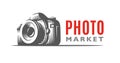 Photo camera logo - vector illustration. Classic emblem Royalty Free Stock Photo