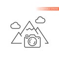 Photo camera, nature photography line icon Royalty Free Stock Photo