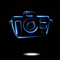 Photo camera neon icon isolate. Vector EPS